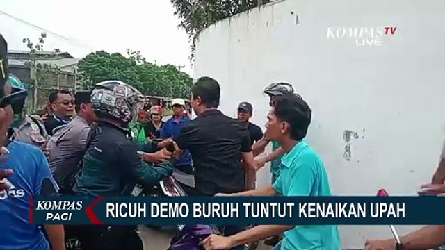 Massa Buruh Ricuh Gara-Gara Pabrik Tolak Izin Perwakilan Buruh Ikuti Aksi Demo