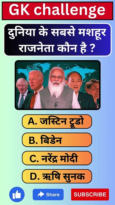 दुनिया के सबसे मशहूर राजनेता कौन है ? सामान्य ज्ञान प्रश्नोत्तरी