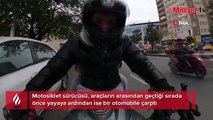 Esenyurt’ta motosikletli gencin kaza anı kamerada