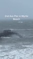 Pier Breaks Off Due to Strong Sea Waves Caused by Hurricane Ian at Myrtle Beach in South Carolina