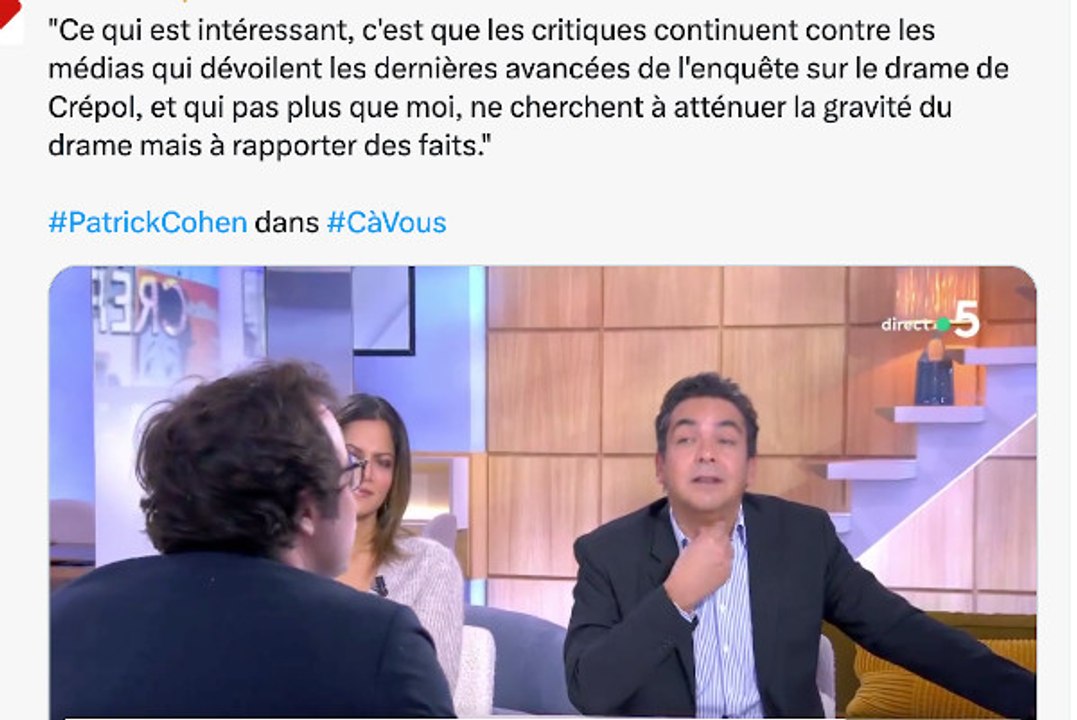 Patrick Cohen de "C à Vous" contre-attaque : Sa réponse percutante aux accusations et au harcèlement médiatique.