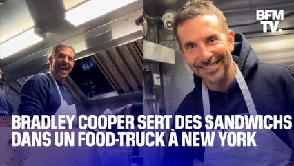 Bradley Cooper sert des sandwichs dans un food-truck à New York