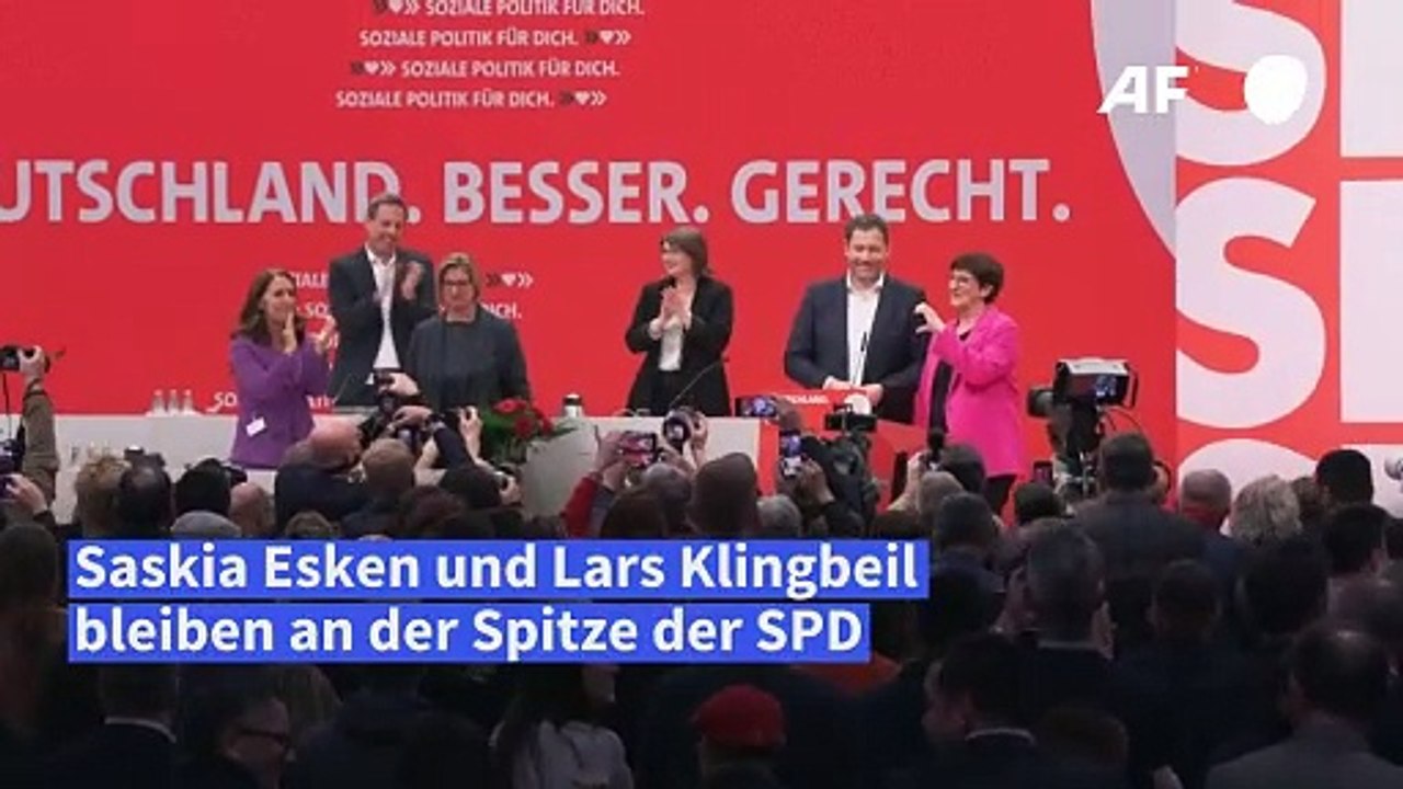 Esken und Klingbeil als SPD-Vorsitzende wiedergewählt