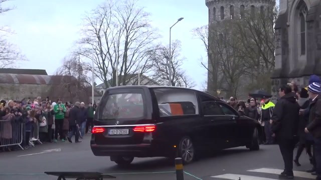 Shane MacGowan's coffin arrives at church in Co Tipperary for his funeral mass