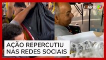 Entrega de pizzas em ônibus lotado na Paraíba viraliza nas redes sociais