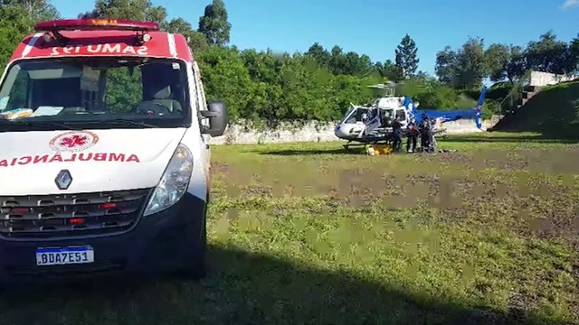 Vítima de acidente com ônibus na PR-180 é encaminhada para Cascavel de helicóptero