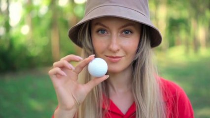 Woman wearing a hat, playing golf and relaxing with emotional - Rai music