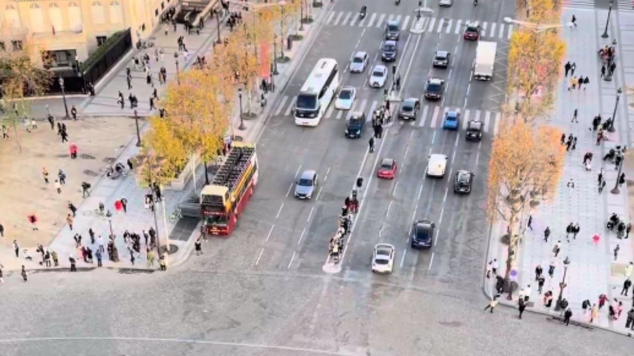 Traffic at the Arc de Triomphe in Paris is a cautious driver's worst nightmare!