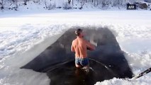 Russian swimmers brave icy cold swim in Siberia
