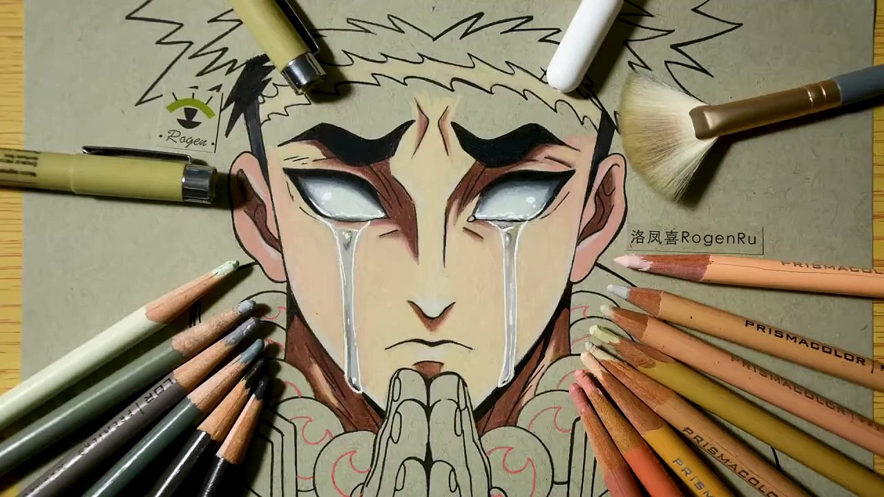 Drawing anime,manga of Demon Slayer the Himejima Gyoumei - How to use Prismacolo