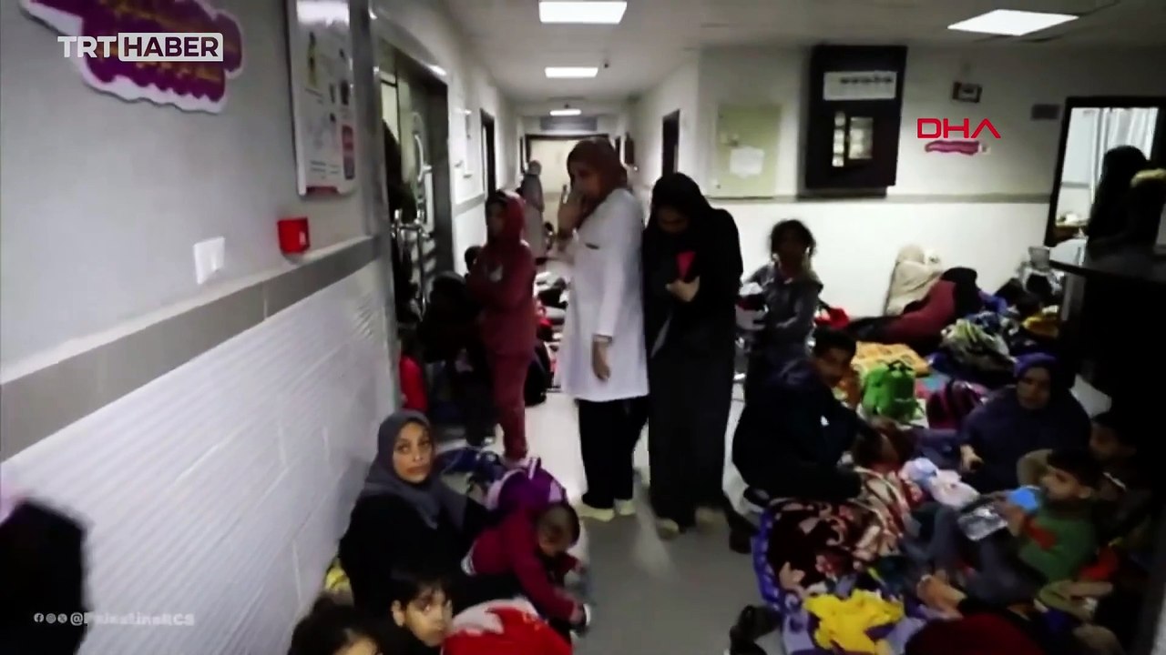 Filistin Kızılayı, Al-Amal hastanesine sığınanların görüntüsünü paylaştı