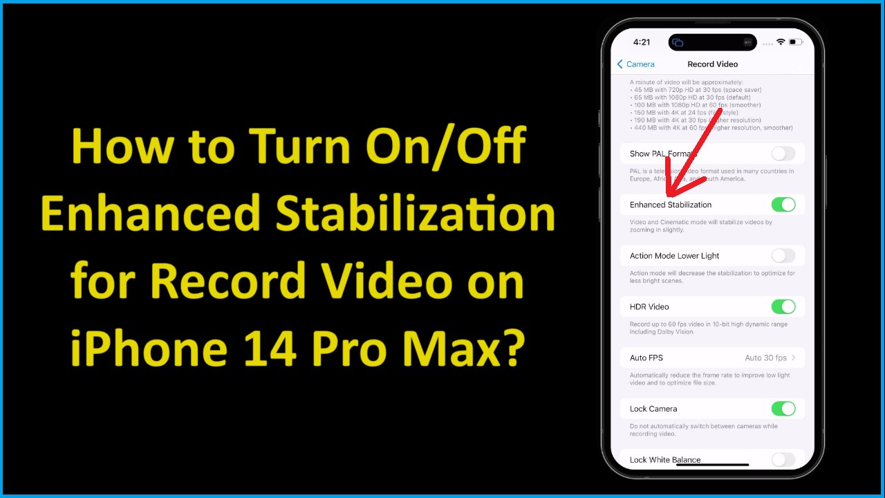 How to Turn On or Off Enhanced Stabilization for Record Video on iPhone 14 Pro Max?