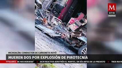 Camioneta con pirotecnia explota en Michoacán; hay dos muertos
