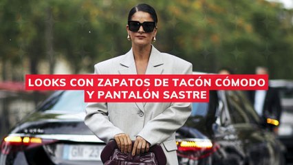 looks con zapatos de tacón cómodo y pantalón sastre
