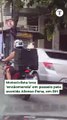 Encãomenda: motociclista é flagrado passeando com cachorro em caixa de encomendas
