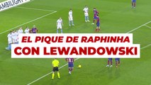 El pique entre Lewandowski y Raphinha por una falta al borde del área