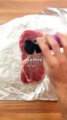 Cooking a steak with an iron #cooking #food #foodasmr #recipe