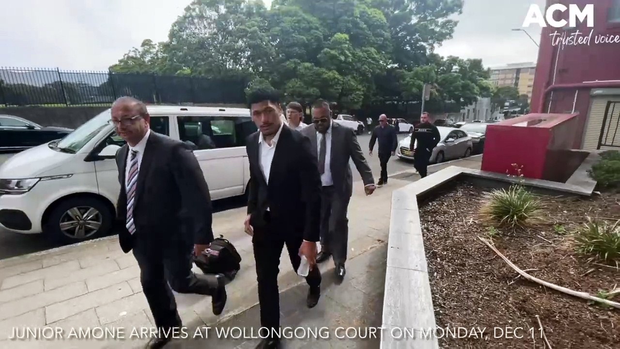 Junior Amone arriving at Wollongong Local Court before his sentence on Dec 11, 2023.