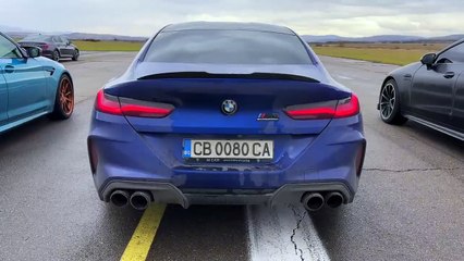 BMW M8 Competition Gran Coupe vs Mercedes AMG GT 63S Brabus WET Drag Race!