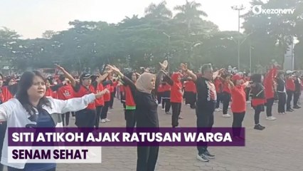 Seru! Siti Atikoh dan Hasto Kristiyanto Ikut Senam Sicita Bersama Ratusan Warga Serang Banten