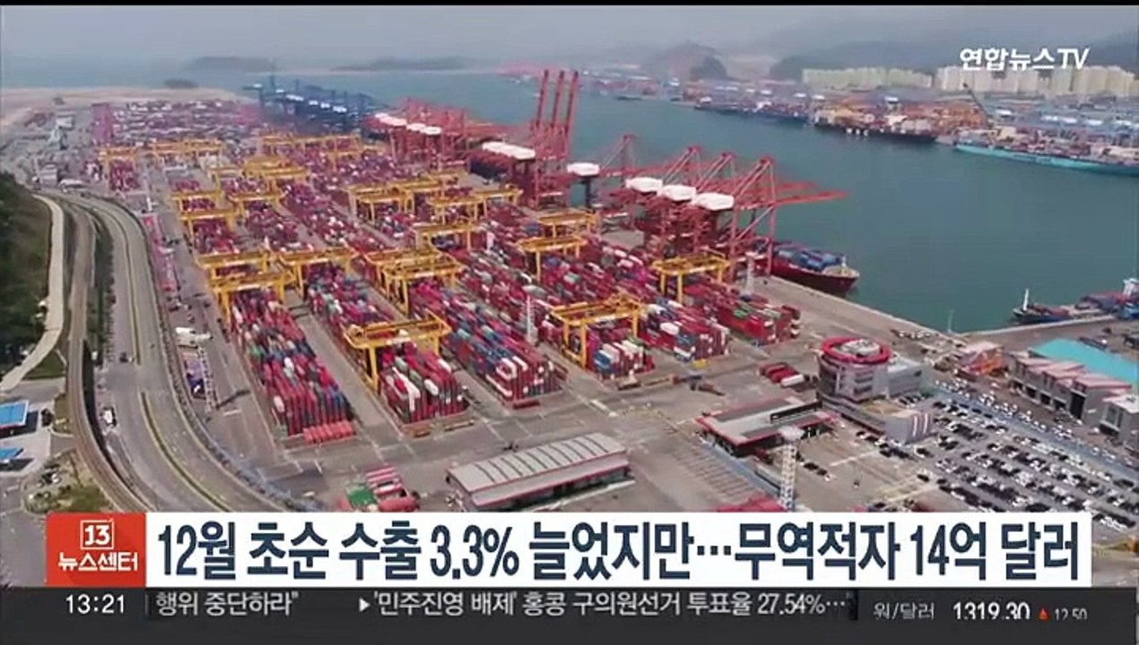 12월 초순 수출 3.3% 늘었지만…무역적자 14억달러