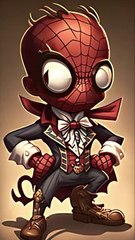 Cute chibi Spider-Man Style victorian