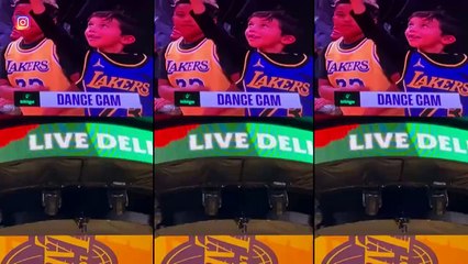 Saint West DANCES on Jumbotron at Lakers Game
