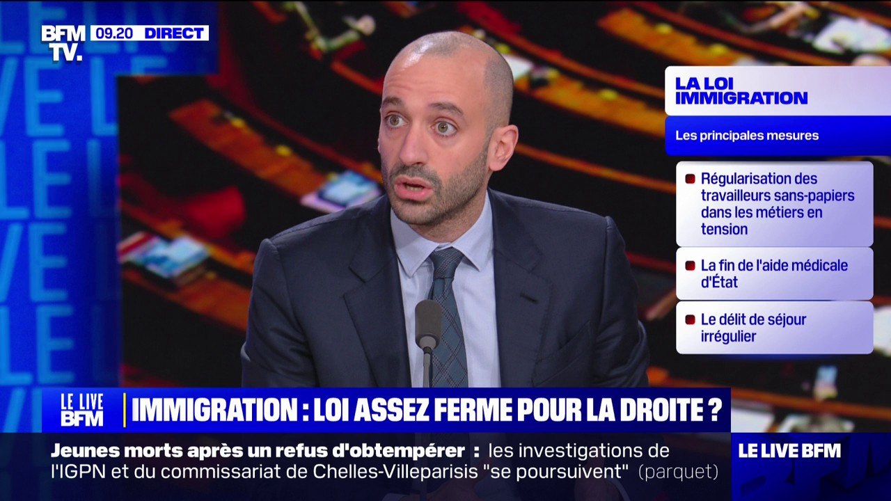 Benjamin Haddad, député Renaissance de Paris, sur la loi immigration: "C'est un texte de fermeté qui permettrait d'expulser jusqu'à 4.000 délinquants étrangers en plus"