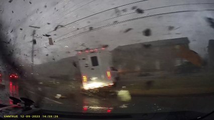 Amazing footage shows driver caught up in 150mph tornado in Tennessee