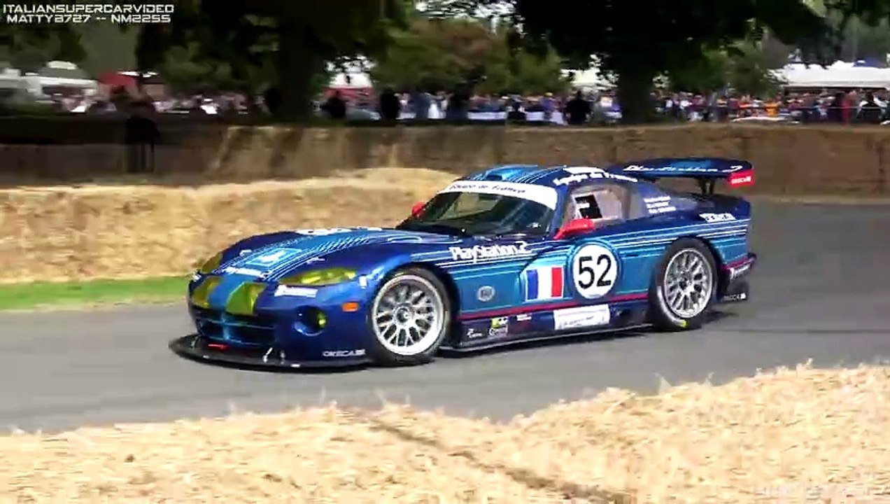 Chrysler_Dodge Viper GTS-R attacking Goodwood hillclimb course w_ iconic V10 engine sound_(720P_60FPS)