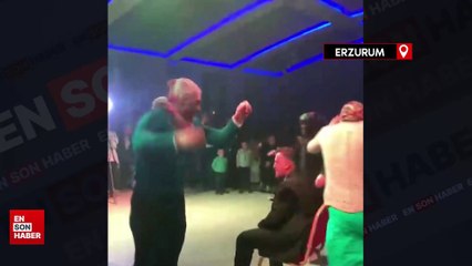 Erzurum'da kadın kıyafeti giyen, damadın arkadaşlarından güldüren şaka