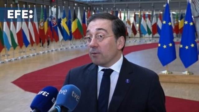 Albares ofrece declaraciones a su llegada al consejo de Exteriores de la UE