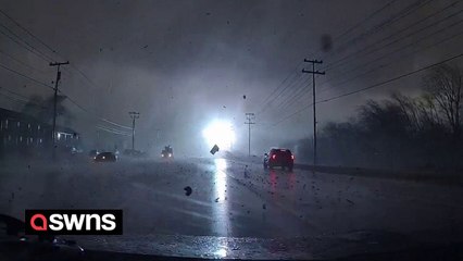 WATCH: Driver caught up in the 150mph tornado in Tennessee