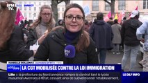 Une manifestation a lieu à Paris à l'appel de la CGT contre la loi immigration qui arrive à l'Assemblée nationale ce lundi