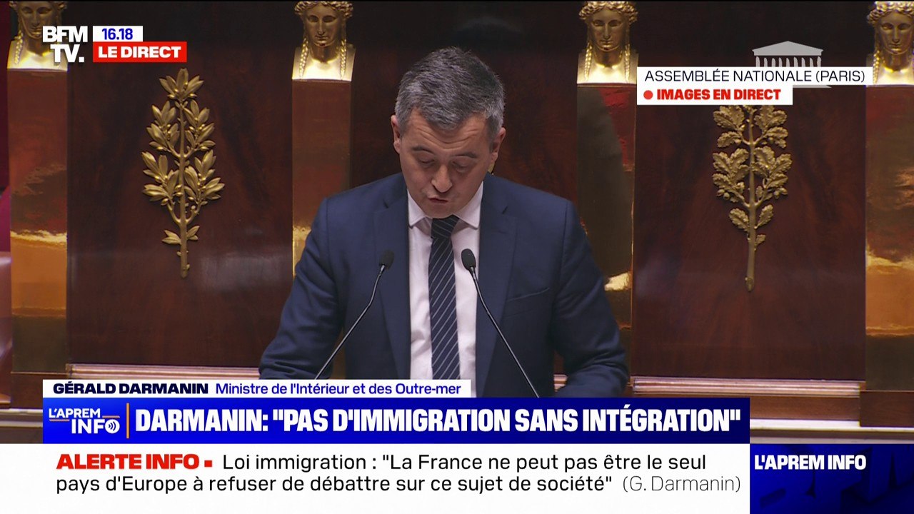 Loi Immigration à l'Assemblée: "Laissons l'acrimonie de côté et montrons-nous capable de débattre" affirme Gérald Darmanin