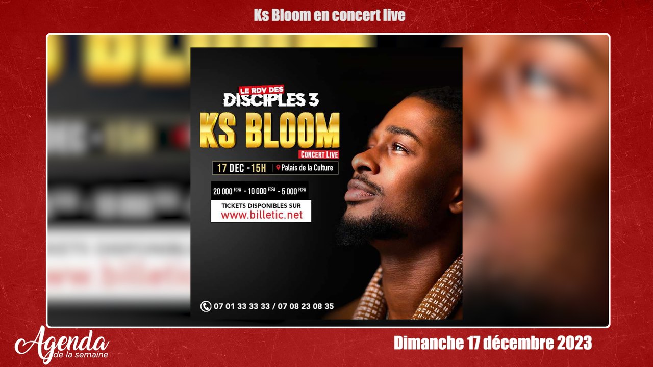 Agenda de la semaine du Lundi 11 décembre au dimanche 17 décembre 2023 : Ks Bloom en concert live