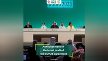 Dr Sultan Al Jaber, COP28 president announces the latest draft of the COP28 agreement