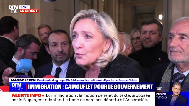 Motion de rejet du projet de loi immigration: Un désaveu extrêmement puissant , estime Marine Le Pen (RN)