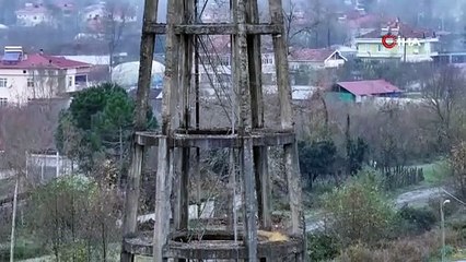 30 metrelik su deposu böyle yıkıldı