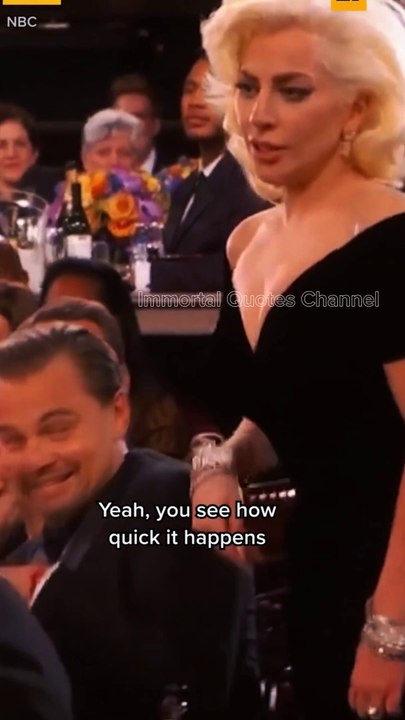leonardo dicaprio reacts to his viral golden globes lady gaga