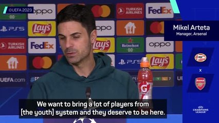 Arteta keen to give youngsters opportunity at PSV