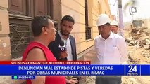 Rímac: vecinos afectados por obras en pista del  jirón Portugués