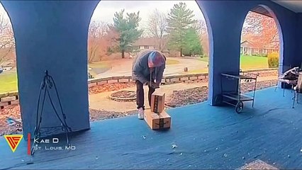 Package Delivery Driver Steals Package After He Delivered It | Doorbell Camera Video