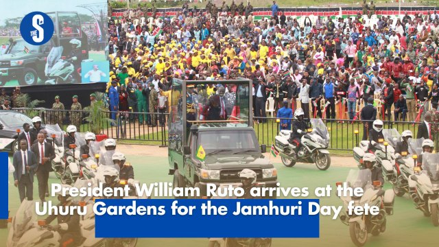 President William Ruto arrives at the Uhuru Gardens for the Jamhuri Day fete