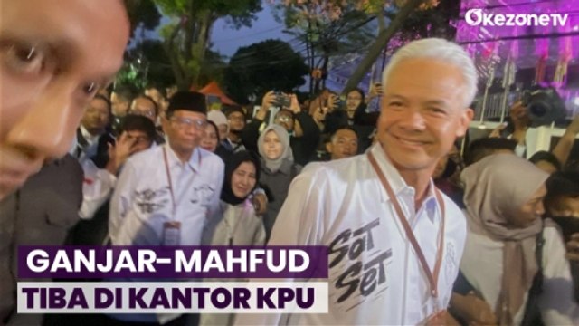 Momen Ganjar-Mahfud Tiba di Kantor KPU Hadiri Debat Perdana