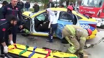 Kaza yapan taksiciye dakikalarca kalp masajı yapıldı