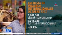 Turistas internacionales aumentaron 3.4% en México en octubre de 2023