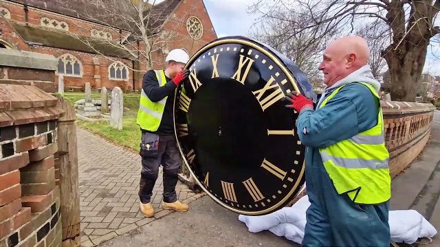 Just in time for Christmas, renovated clockfaces for the church in Burgess Hill town centre