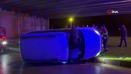 Alkollü aday sürücü otomobille takla attı