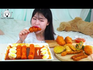 ASMR MUKBANG| Bar rice cake Tteokbokki, Handmade Fish cake bar, Deep-fried foods